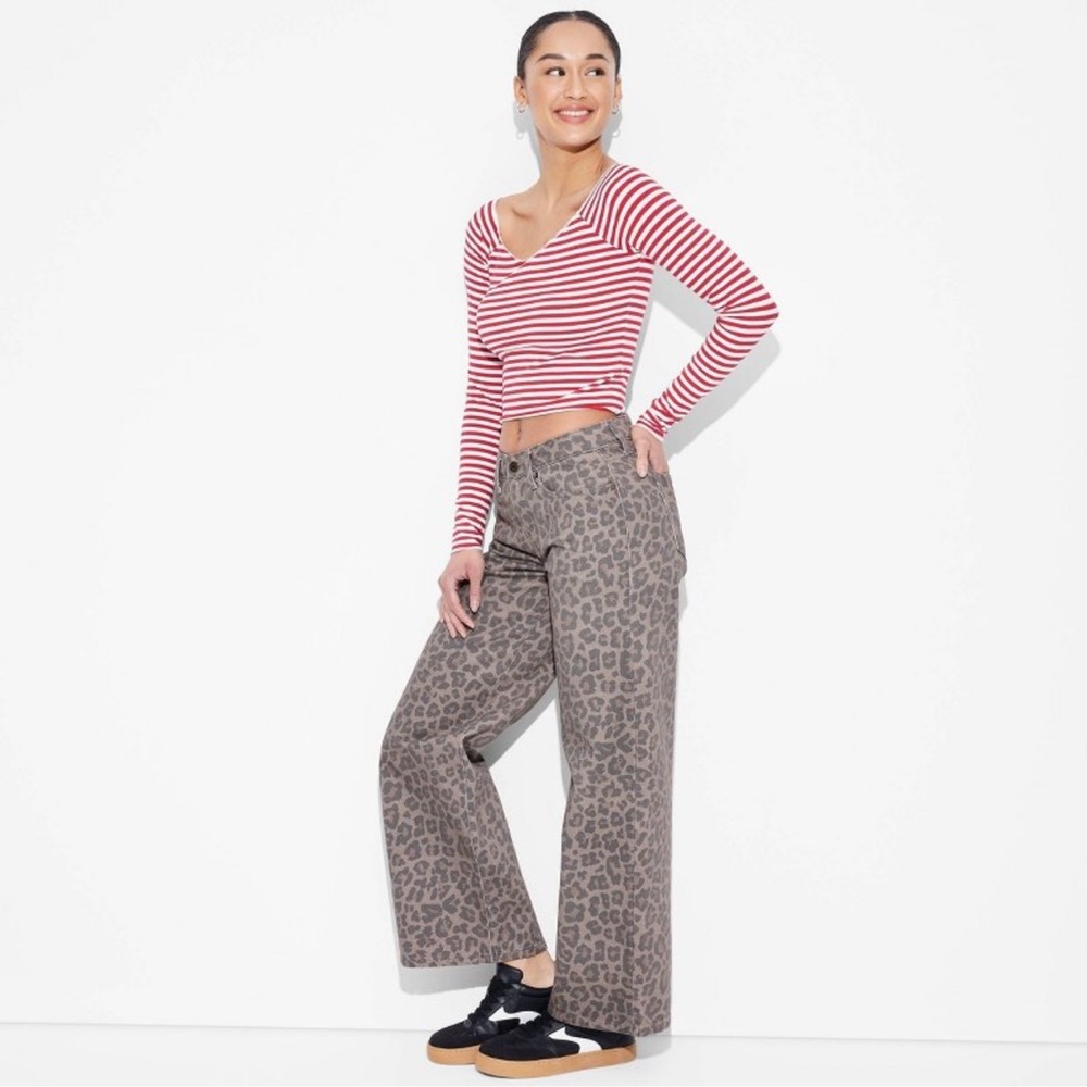 Leopard Print low rise baggy jean
